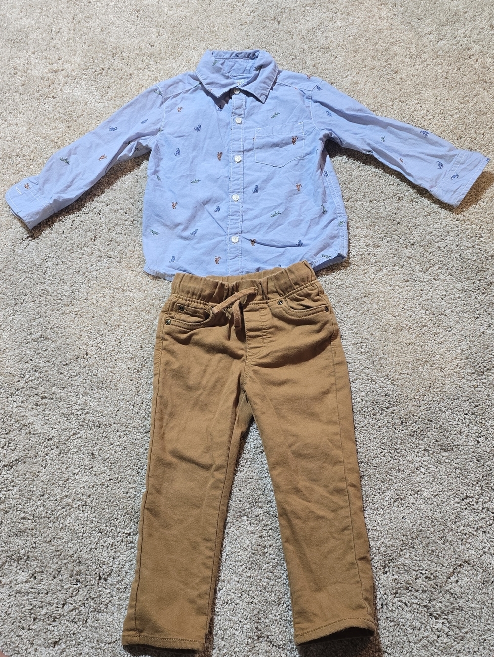 Carter's Dinosaur Button-Down Shirt & Soft Khackis